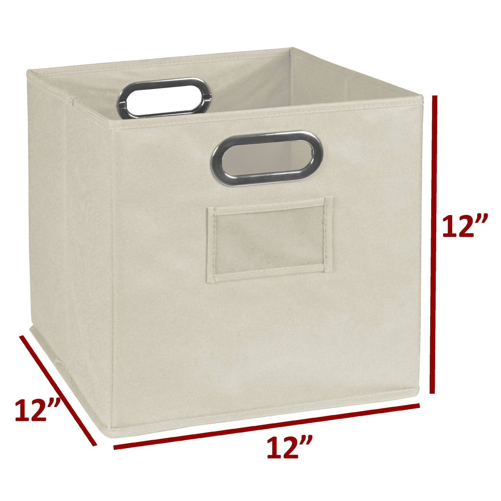 White Wood Grain/Blue 3 Cubes Storage Set with 1 Canvas Bin E30881