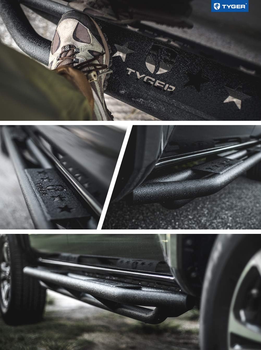 Textured Black Side Step Nerf Bars for Tacoma Double Cab X163