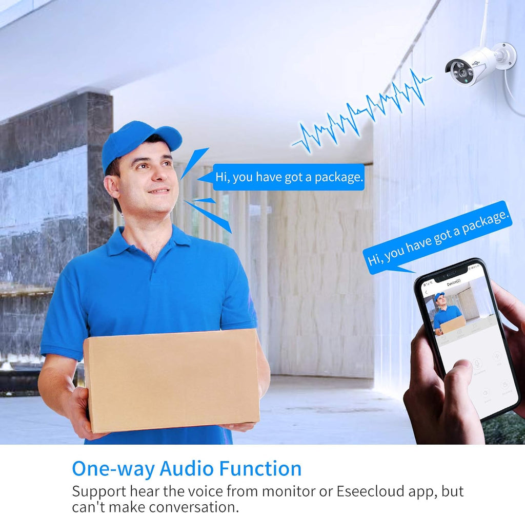 3MP Wireless Security Camera System with Night Vision Weatherproof Motion Detection P259923