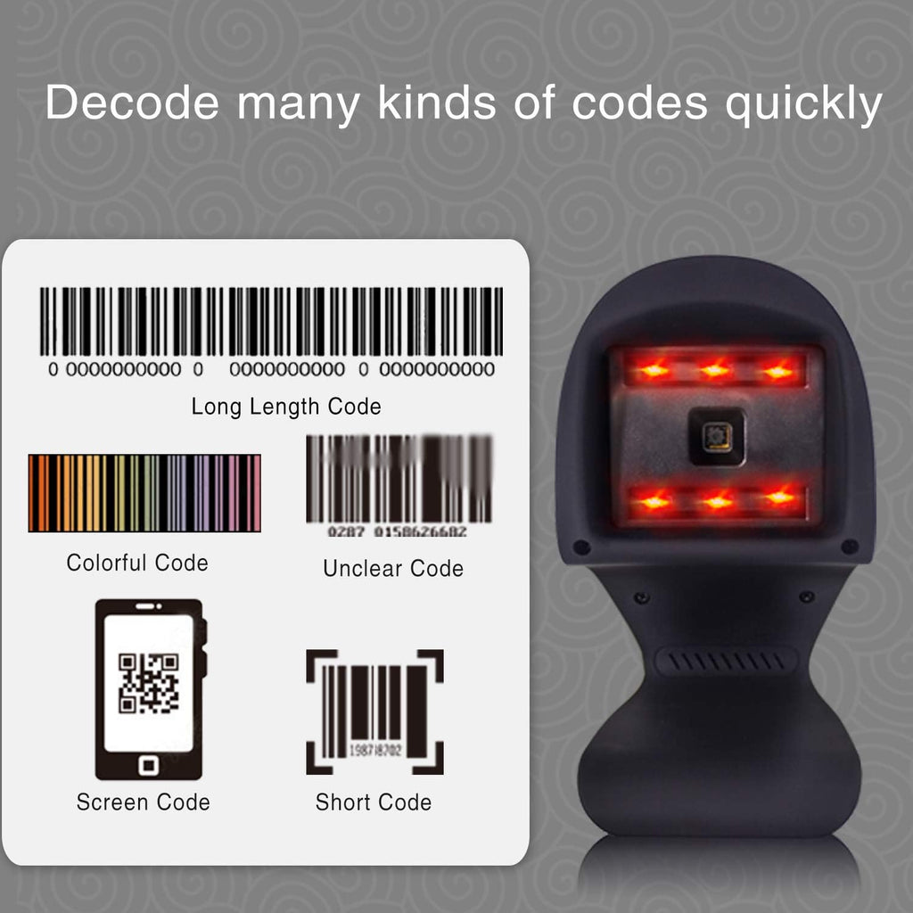 2D Barcode Scanner, Hands-Free USB Barcode Reader, Pack of 2 Y130757
