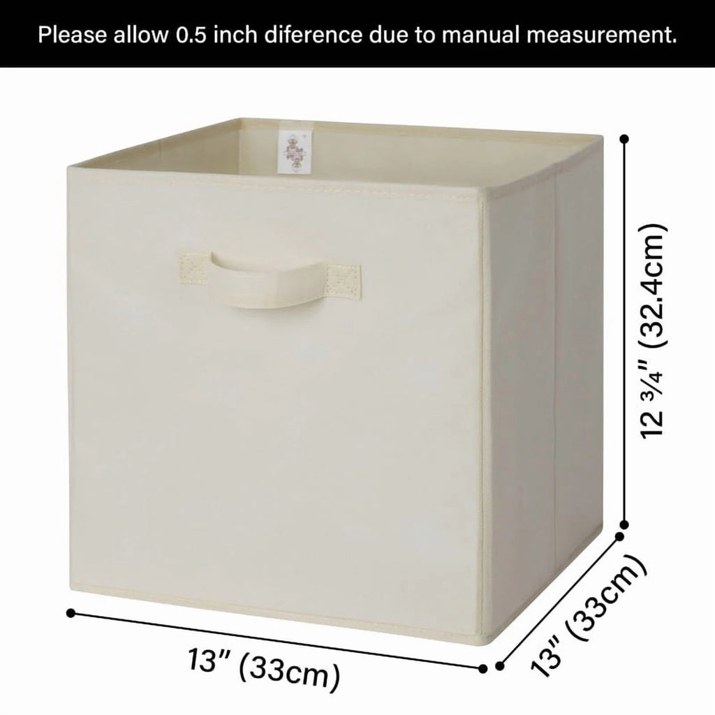 Beige Fabric Storage Cubes with Handle, 6-Pack E89363
