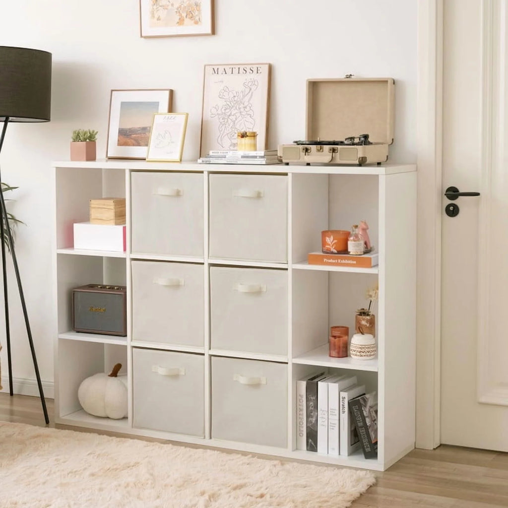 Beige Fabric Storage Cubes with Handle, 6-Pack E89363