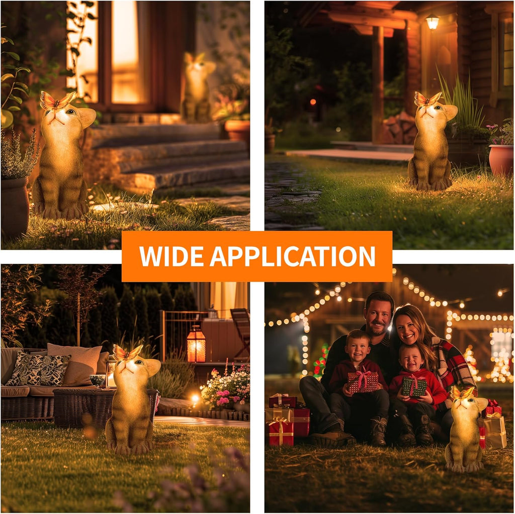 Cat Garden Statue with Solar Light D360