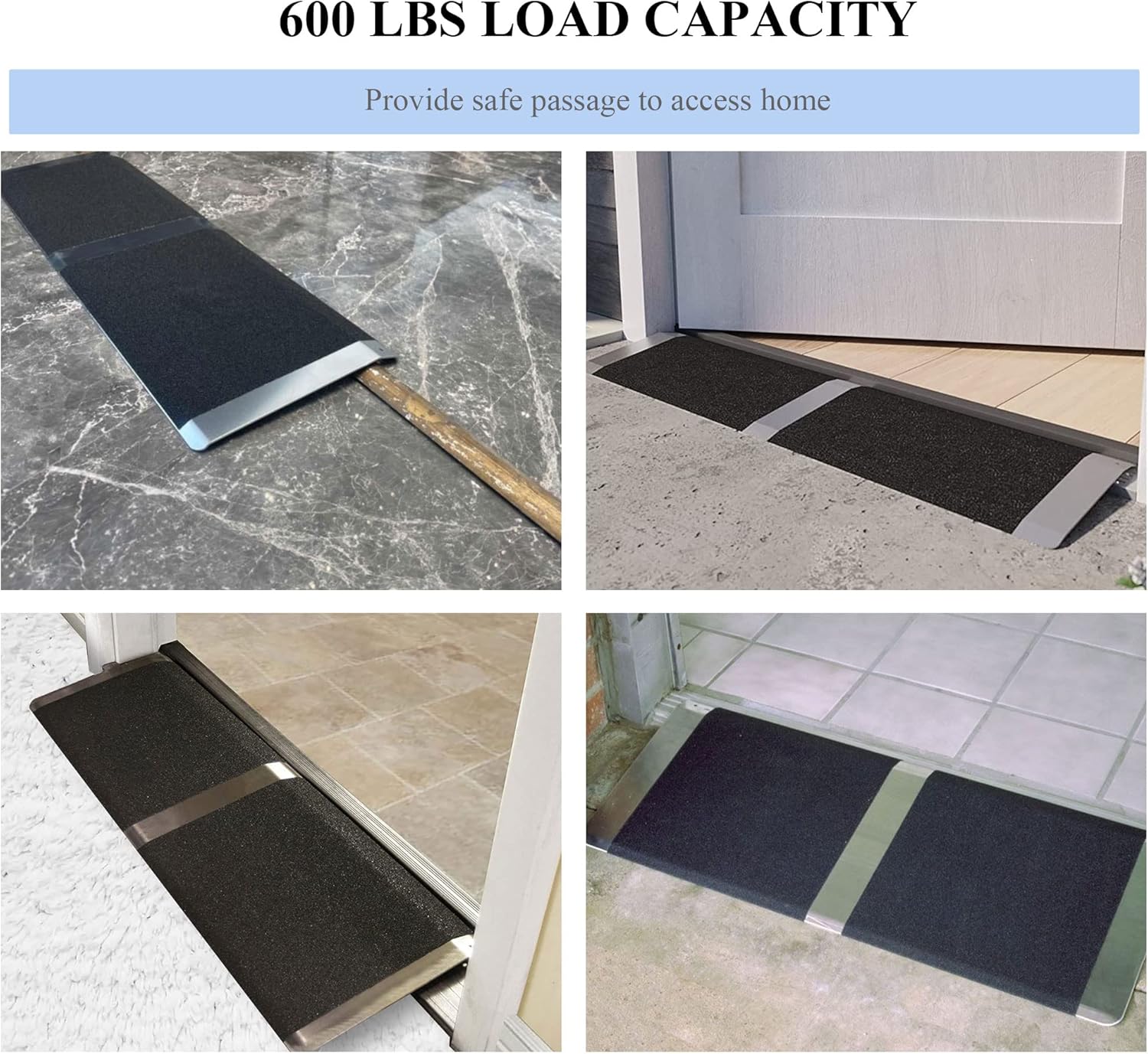 Portable Lightweight Door Threshold Ramp, Adjustable Height 1-4 Inch Rise T3611