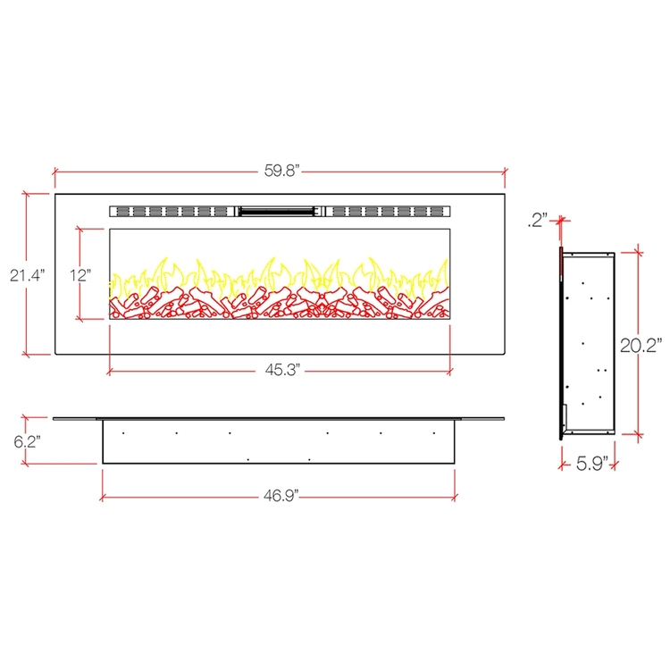 Built-in Ventless Recessed Wall Mounted Electric Fireplace R274