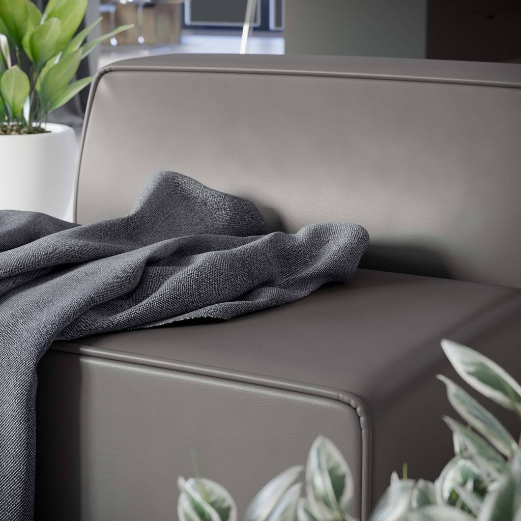 Gray Vegan Leather Armless Chair Q81807