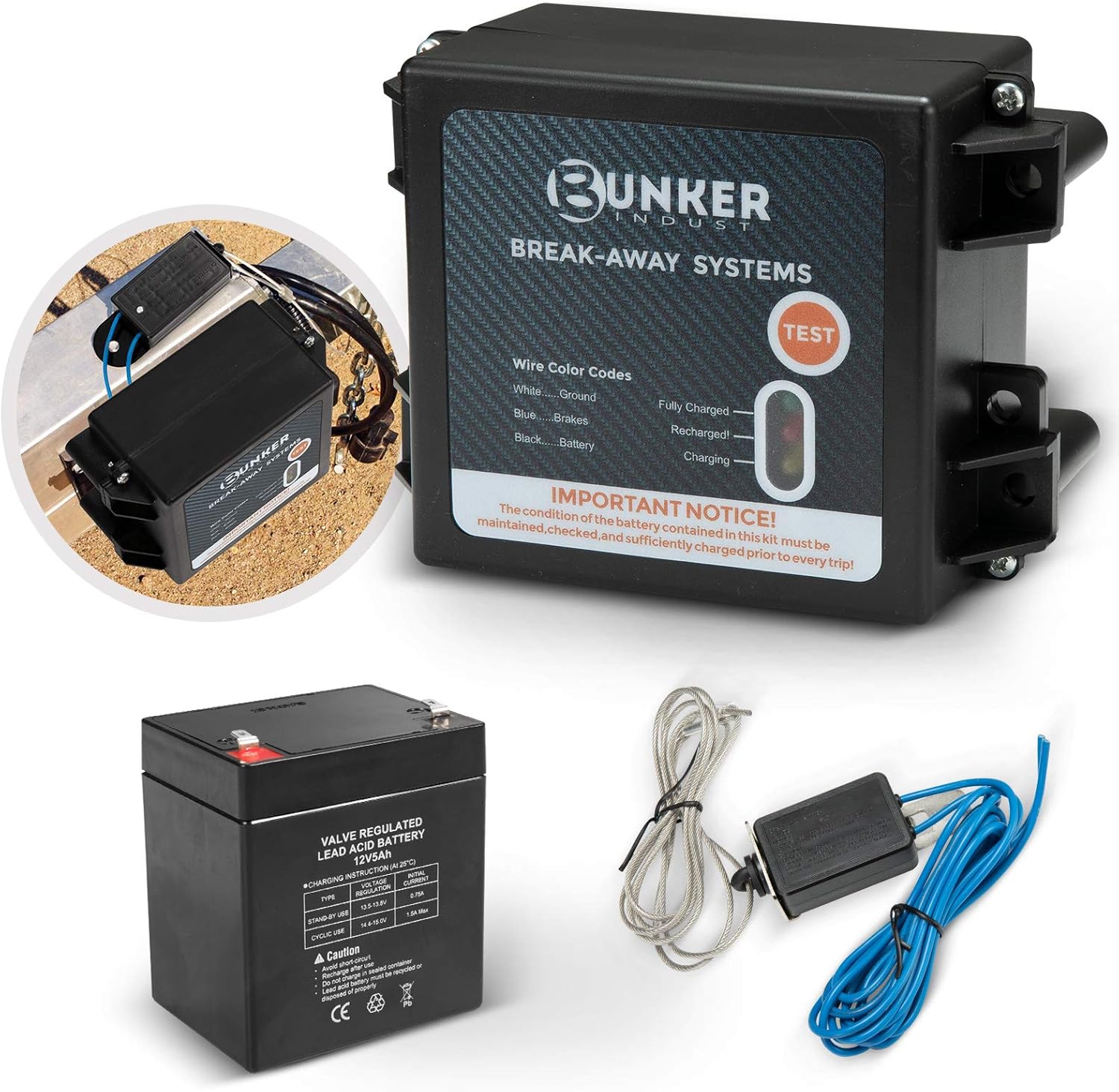 12V 5AH Trailer Brakes Breakaway Kit with Battery G7535