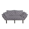 Dimgrey Black Beige Metal Frame Upholstered Futon Sofa M340