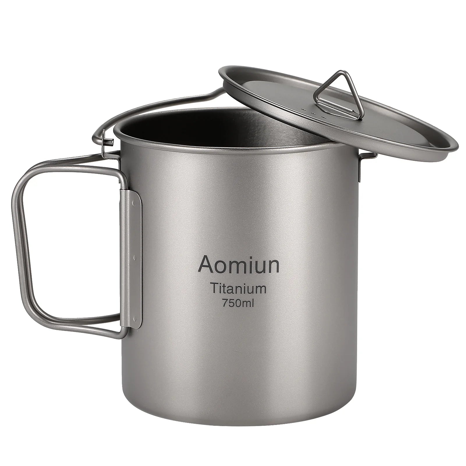 Ultralight 750ml Titanium Pot with Lid and Foldable Handle N45602