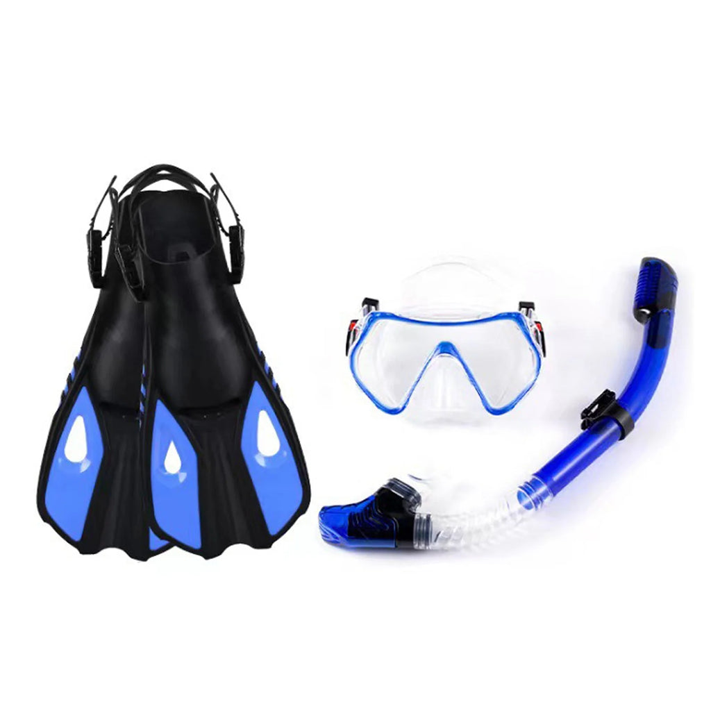 Diving Goggles, Snorkel And Adjustable Fins P69577