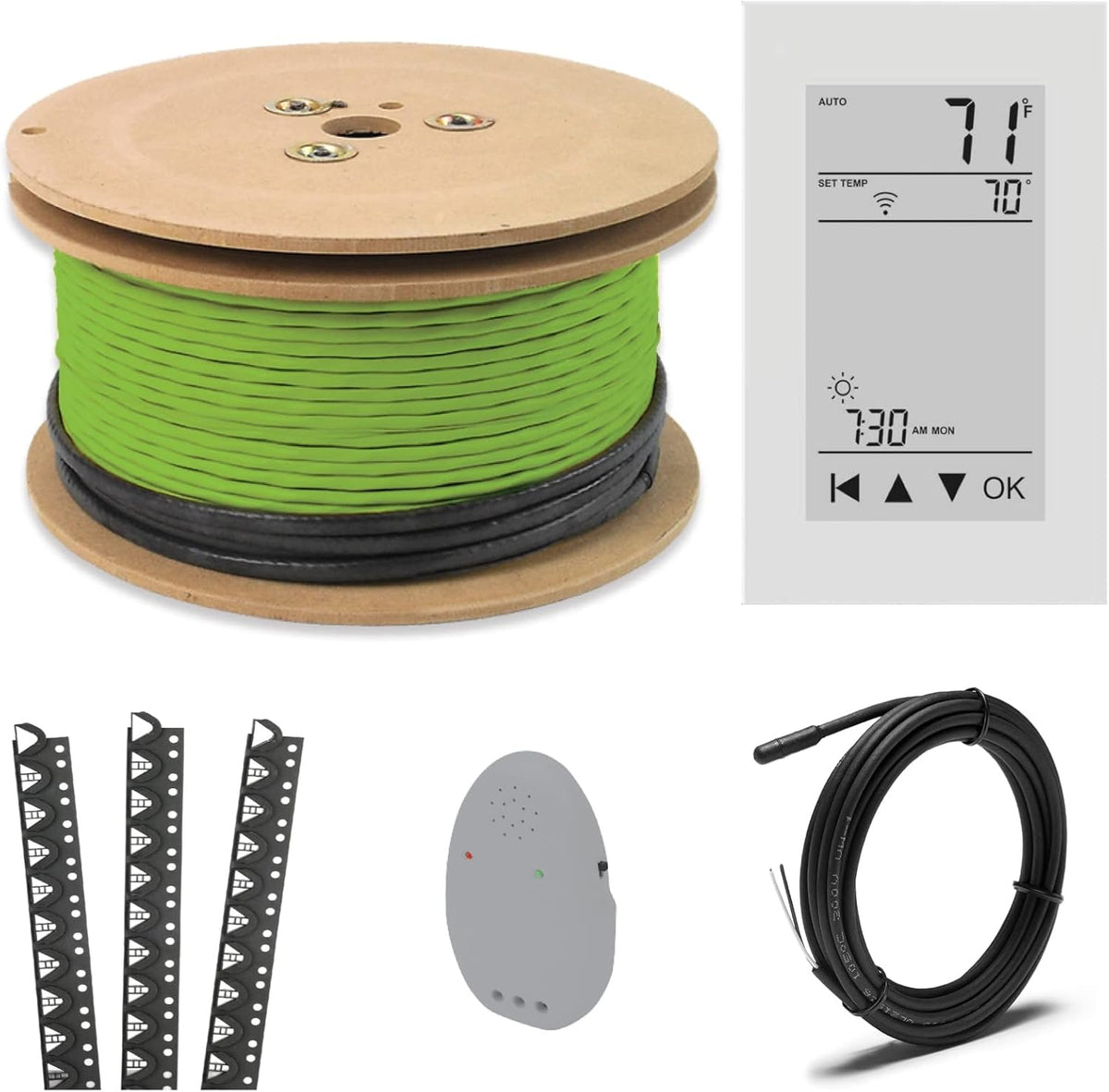 Electric Radiant Floor Heating Cable System with Wi-Fi Thermostat (45 Sq.Ft.) S65590