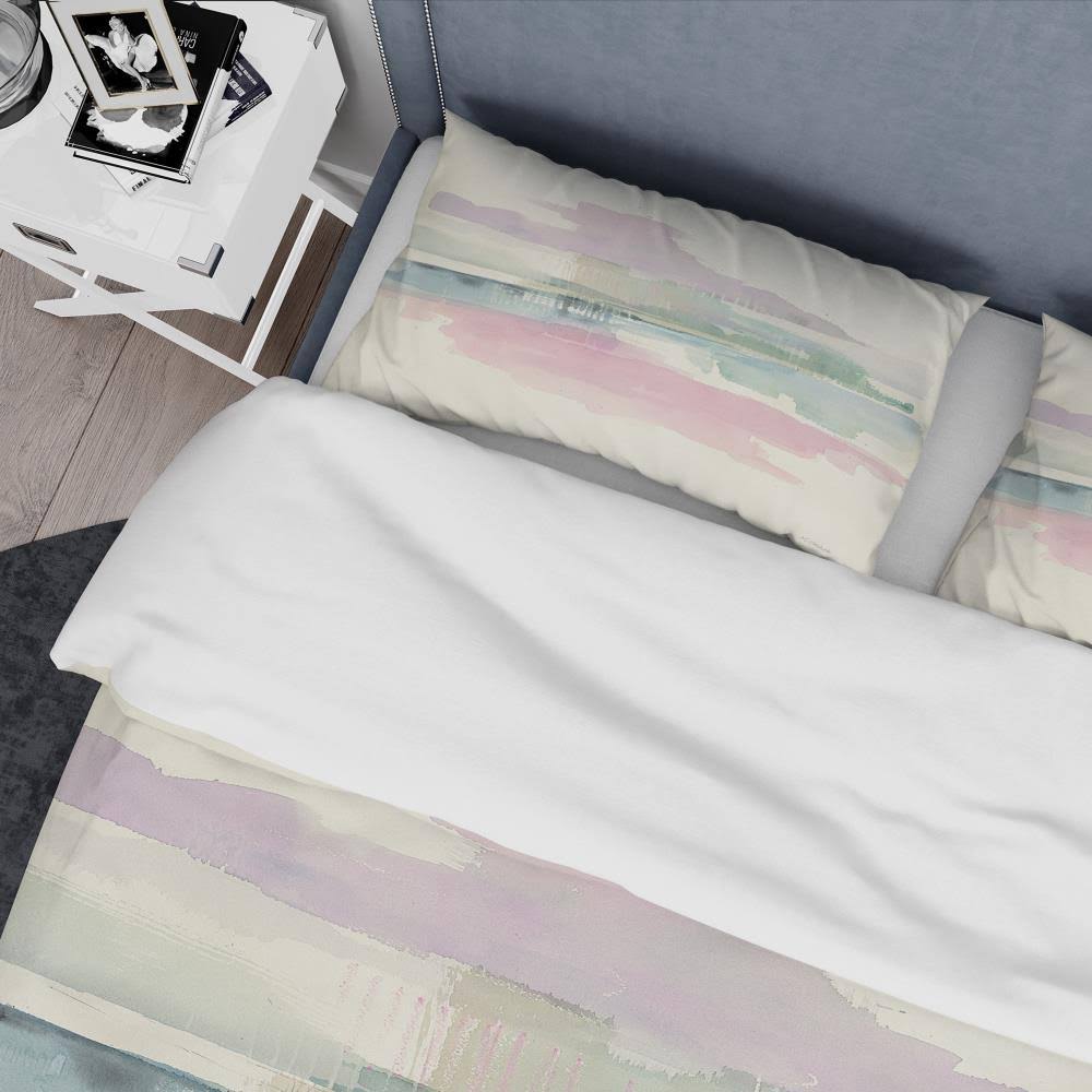 Pink Geometric Bedding Set Twin Duvet Cover with Sham F1709