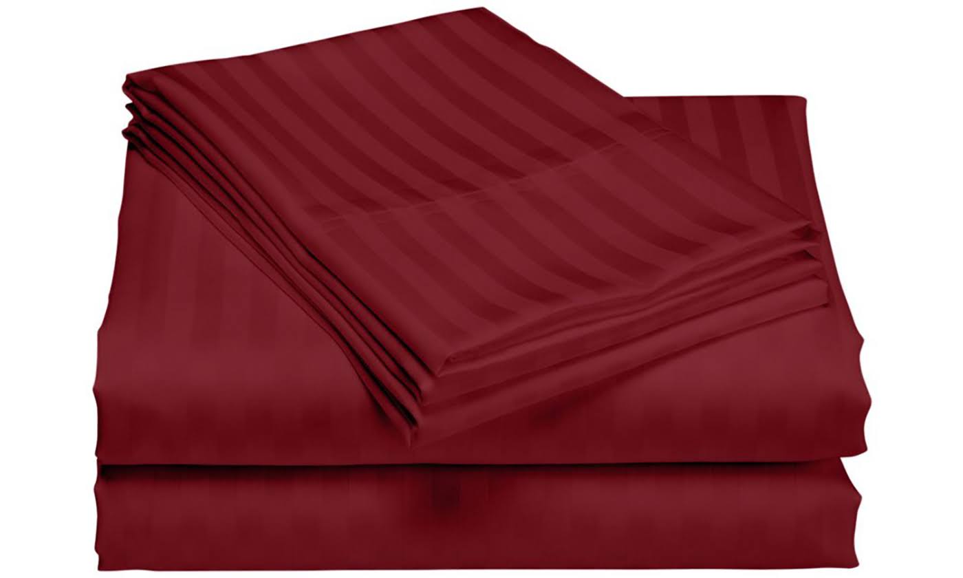Burgundy California King 4-Piece Stripe Sheet Set H32754