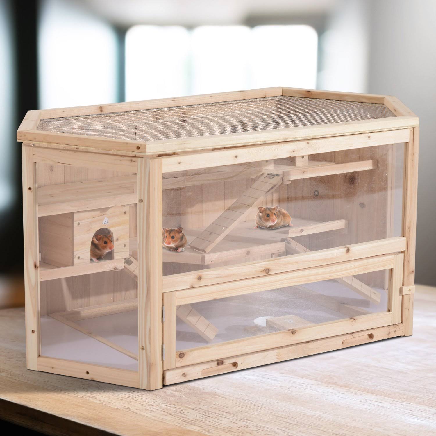 Large Wooden Hamster Cage Y8749