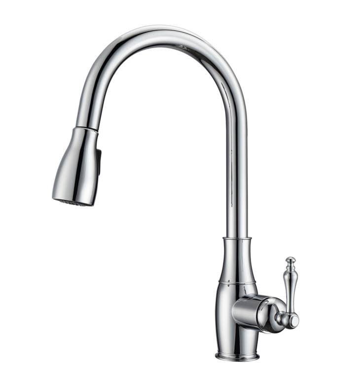 Brushed Nickel Kitchen Faucet Pull-Out Spray Metal Lever Handles P57773