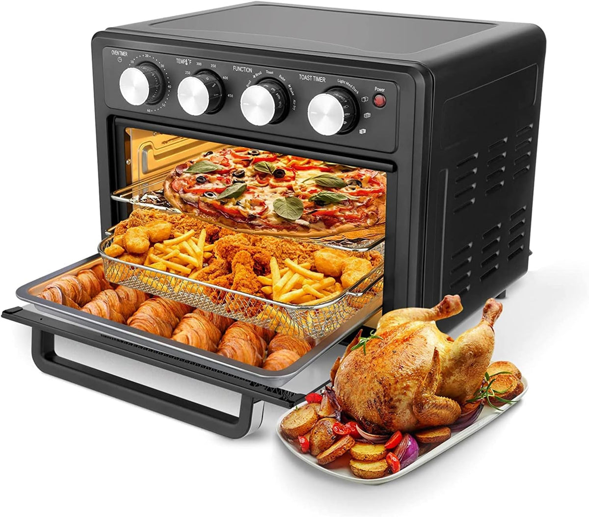 25 Quart 7-in-1 Air Fryer Toaster Oven Combo with 4 Accessories Y973