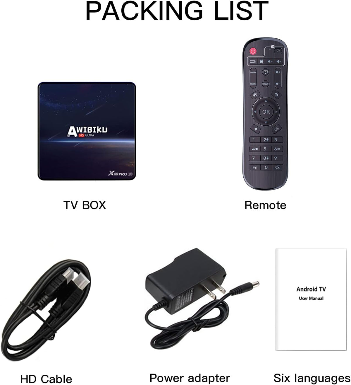 4GB 64GB Smart TV Box USB 3.0 4K HDR WiFi Bluetooth Set Top Box Pack of 2 W108751