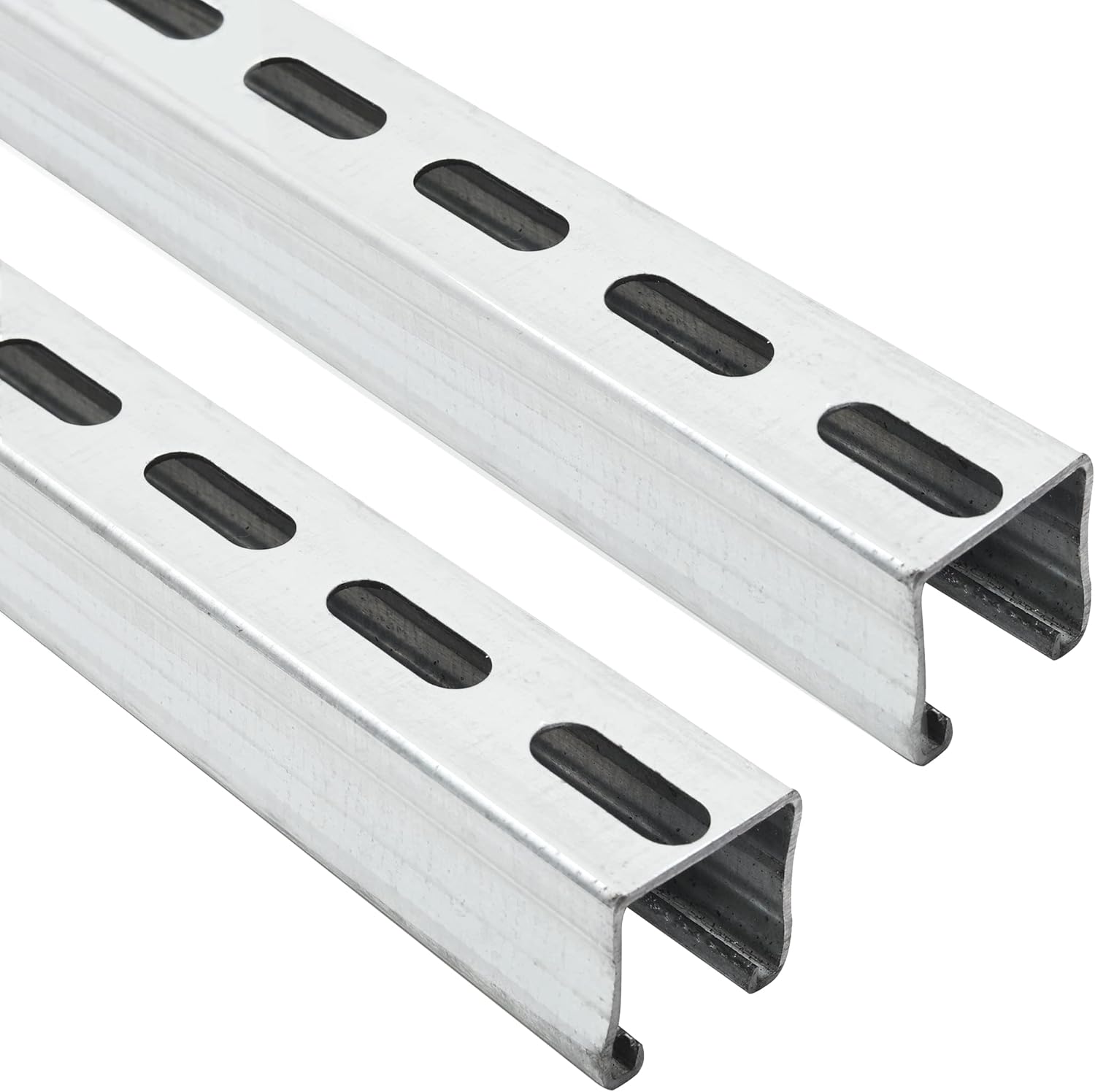 (2-Pack) 5 Feet x 1-5/8" Metal Strut Channels with Pre-Galvanized Zinc Coating - 12 Gauge Solid Strut Channels - Half Slotted Back Channels Pack of 2 C328083