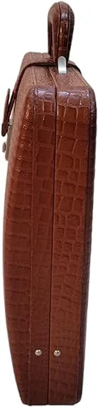 Genuine Leather Attache Briefcase 14 Inch Laptop Case (Tan) S439