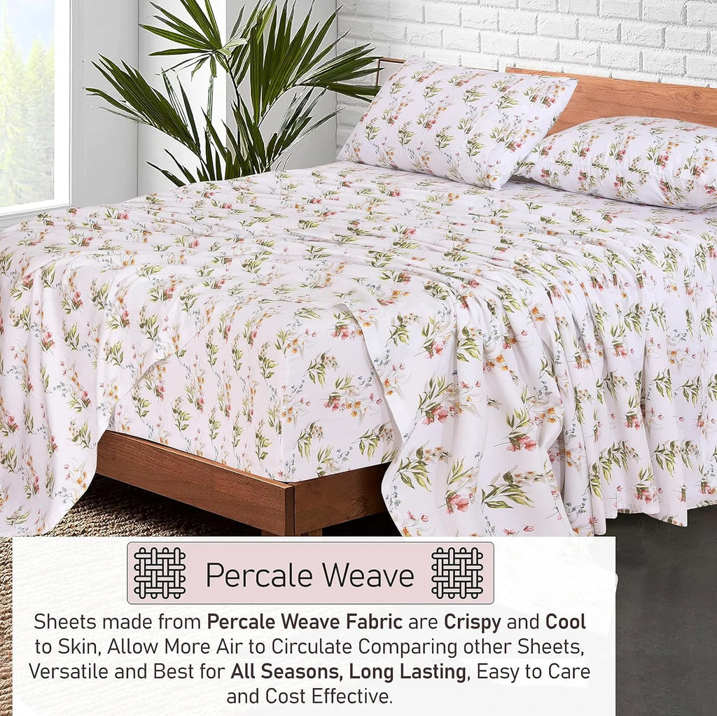 Split King 100% Cotton Percale 5-Piece Deep Pocket Sheet Set X4907