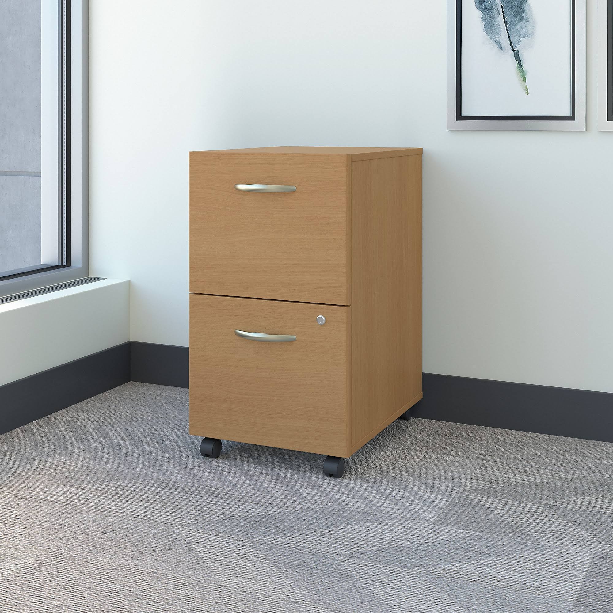 Light Oak 2 Drawer Mobile File Cabinet H1564