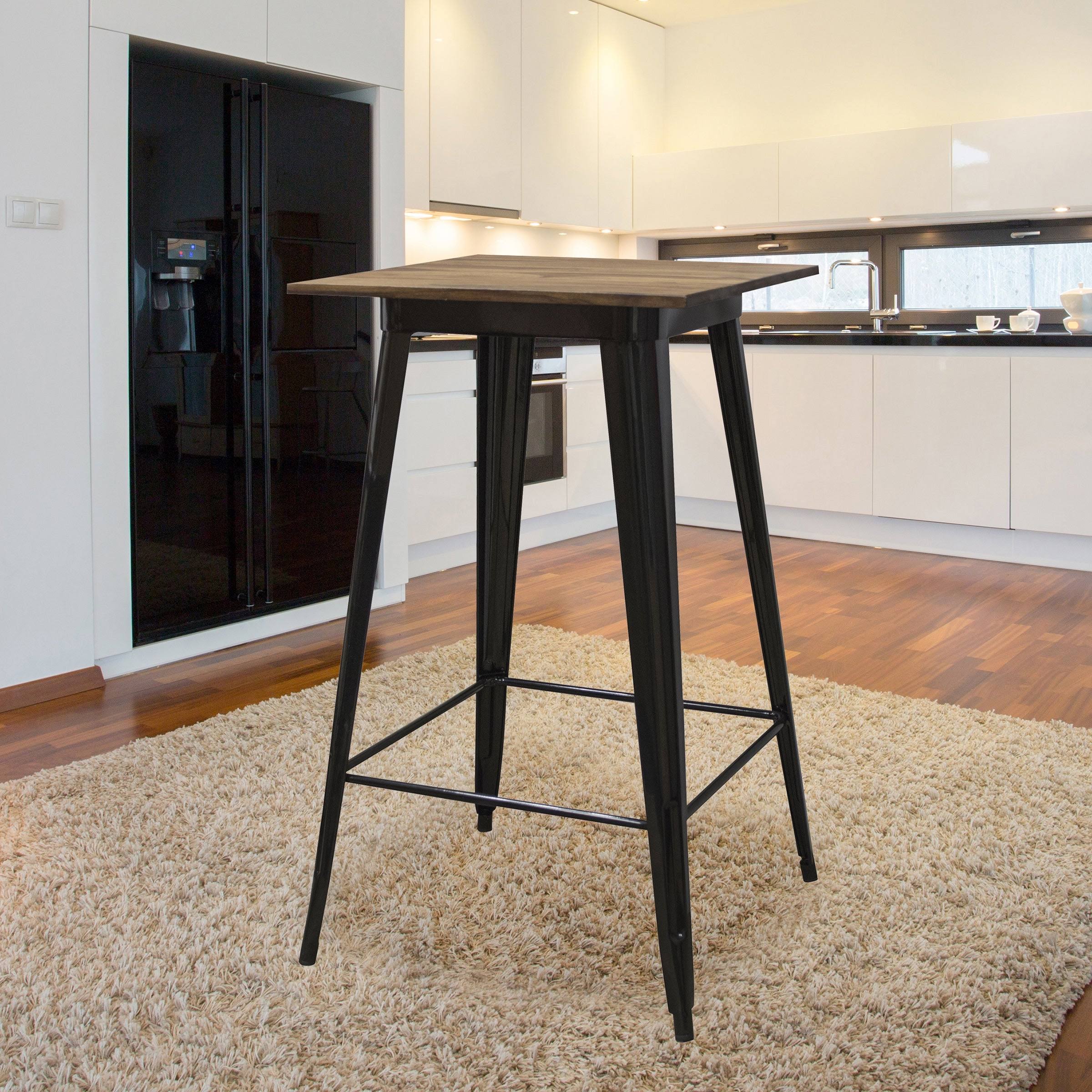 Sheesham and Metal Pub Height Table D967