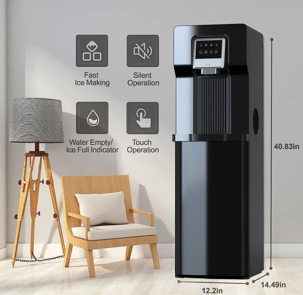 Bottom Loading Water Cooler Dispenser with Ice Maker for 3 Gallon Bottle Black P376648