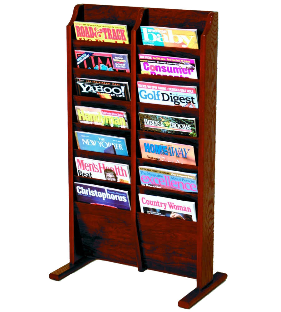 Medium Oak Wooden Magazine Rack Q572