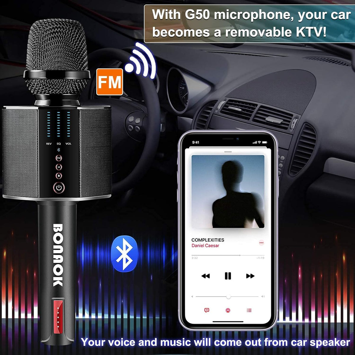 Black Wireless Bluetooth Karaoke Microphone R184776