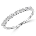 18K White Gold Round Diamond Semi-Eternity Wedding Band Ring W178