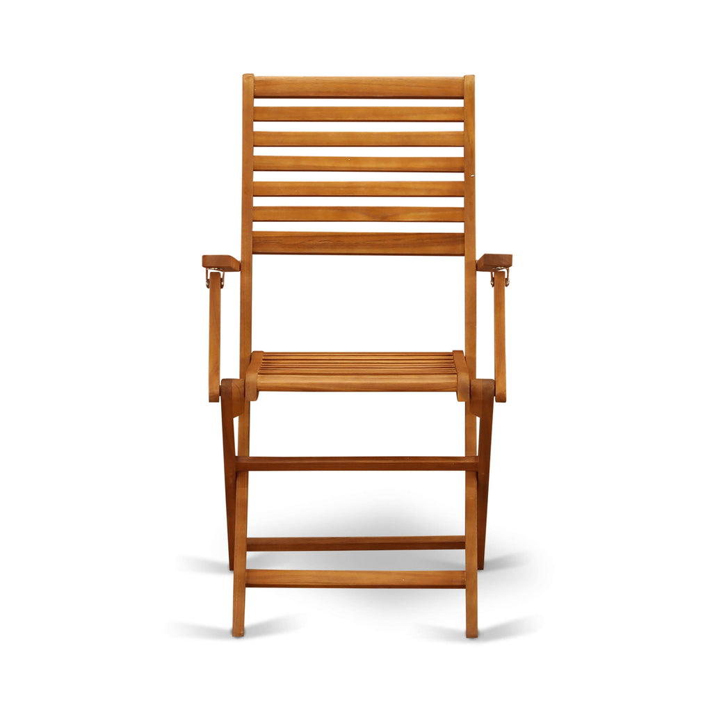 Set of Two Solid Acacia Wood Folding Chair with Arm Rest B736