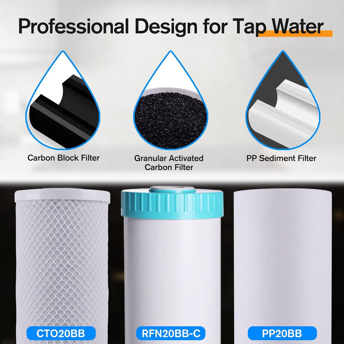 3 Stage 20 Home Water Filtration System with Pressure Gauges Z3896