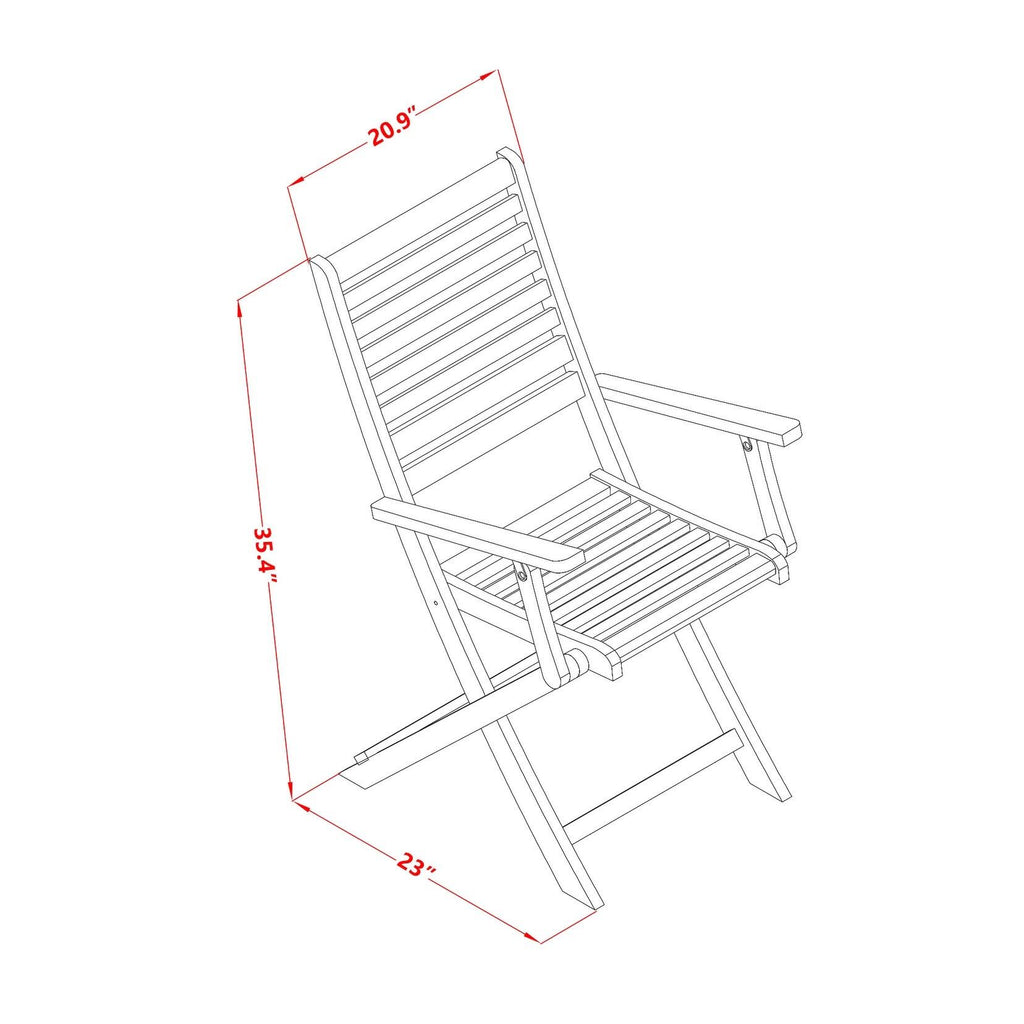 Set of Two Solid Acacia Wood Folding Chair with Arm Rest B736