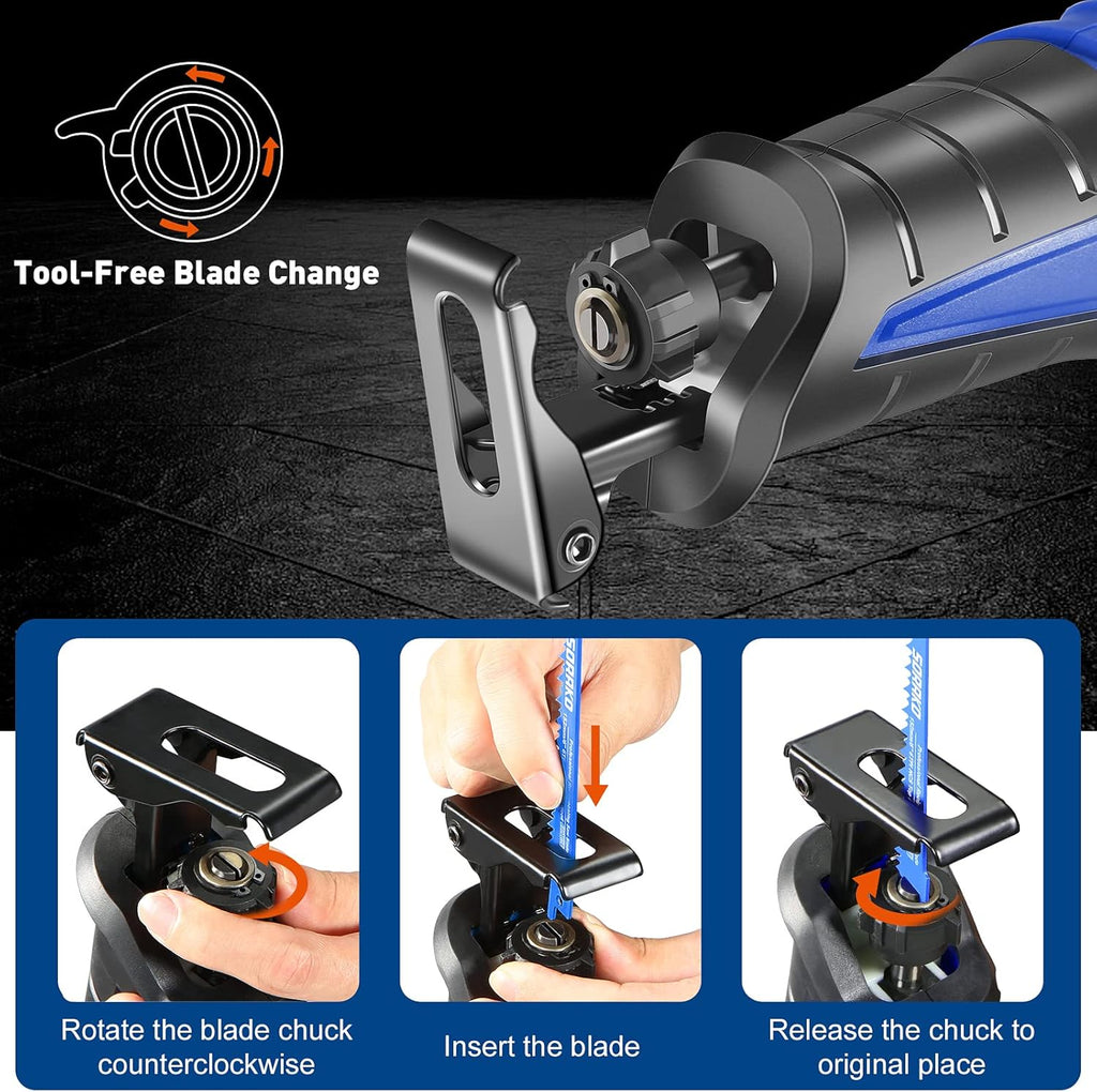 Cordless Reciprocating Saw with 4.0Ah Battery and Charger, 2 Blades A2576