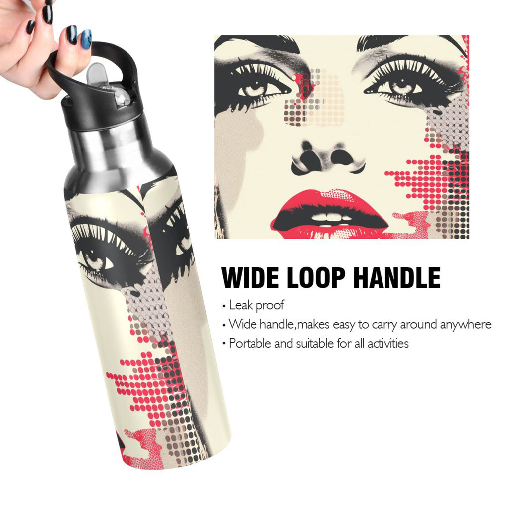 20 oz Insulated Stainless Steel Water Bottle with Straw Lid L69660