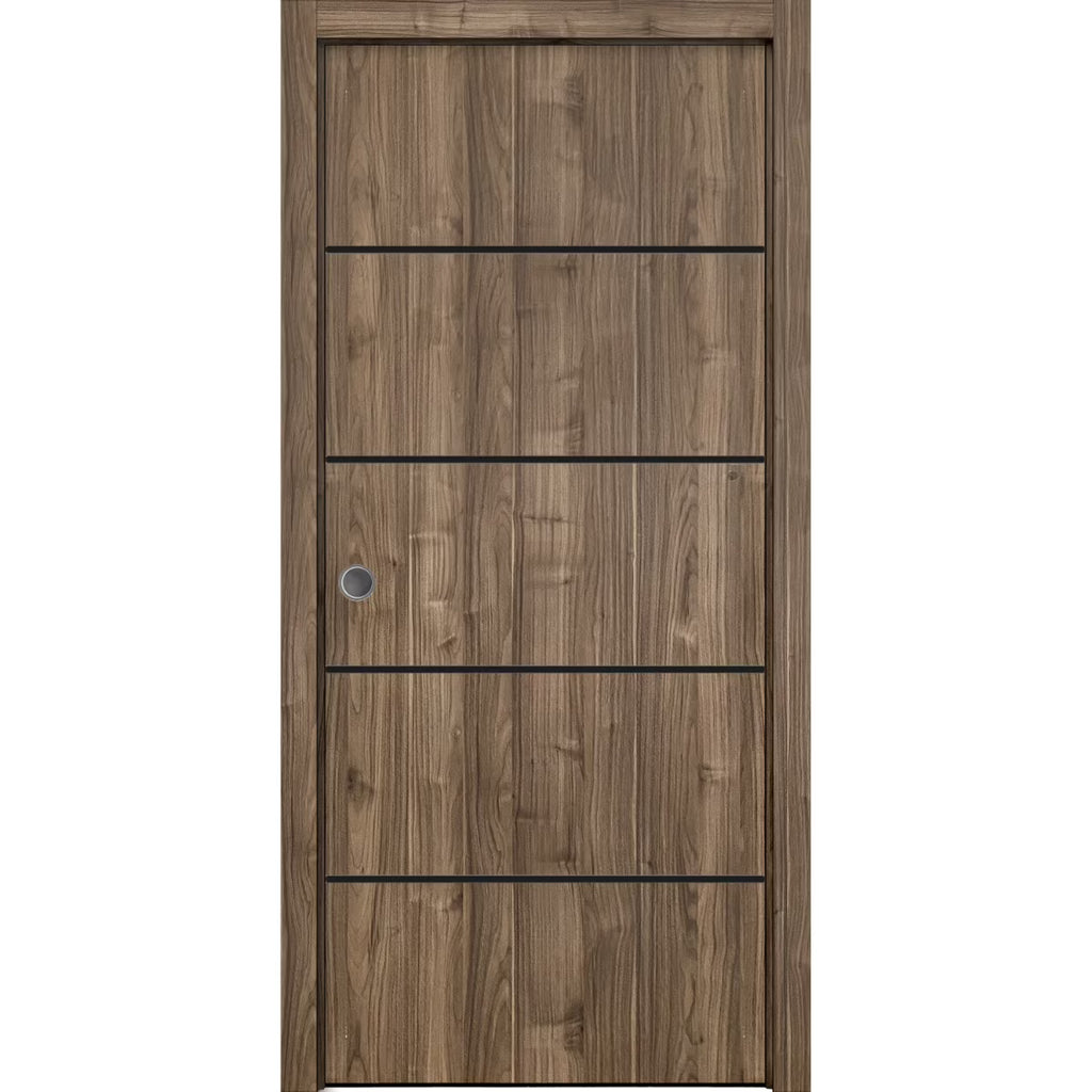 Sliding French Pocket Door 30 x 84 inches Solid Wood with Frosted Glass G202