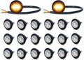 Pack of 20 3/4 Inch Round Clear Lens Amber 3 Diodes Side Marker Lights 12V DC H626444