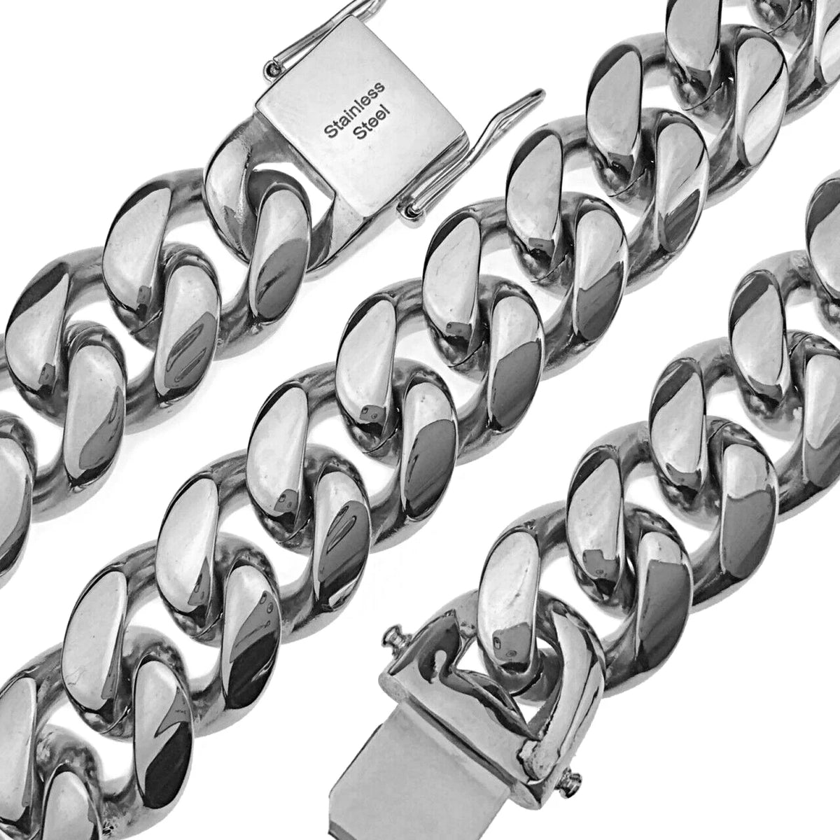18MM Solid Stainless Steel Silver Cuban Chain Necklace 20" Q124