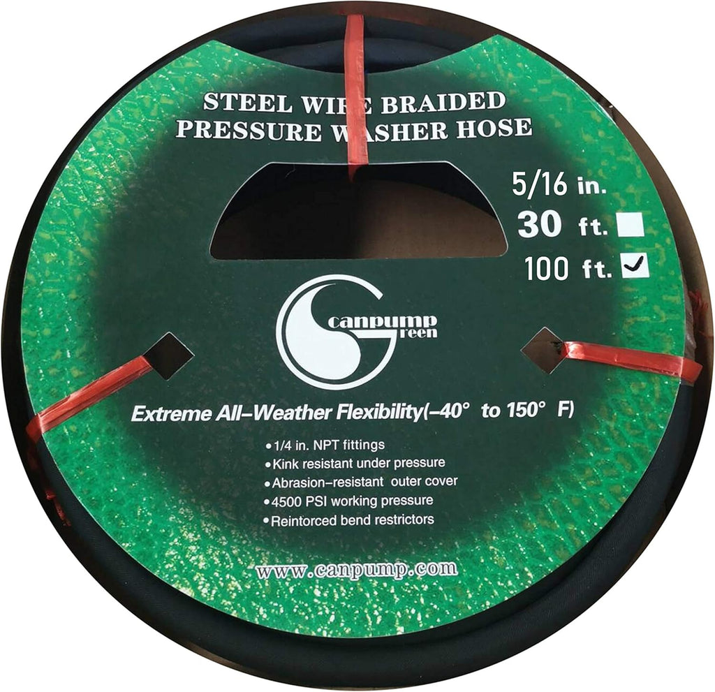 4000 PSI Black Wire Braided Rubber Pressure Washer Hose with Quick Connect Ends D2170