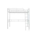 White Twin Loft Bed Frame with Ladder Q77959