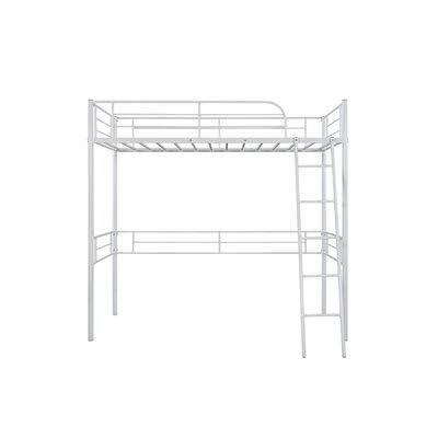 White Twin Loft Bed Frame with Ladder Q77959