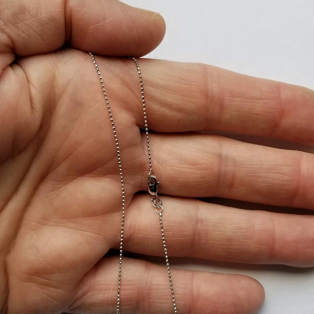 14k Solid White Gold Diamond-Cut Bead Chain Necklace, 20 Inches M738