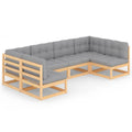 6 Piece Garden Conversation Set Gray Cushion Pinewood Sectional Outdoor Furniture C70426