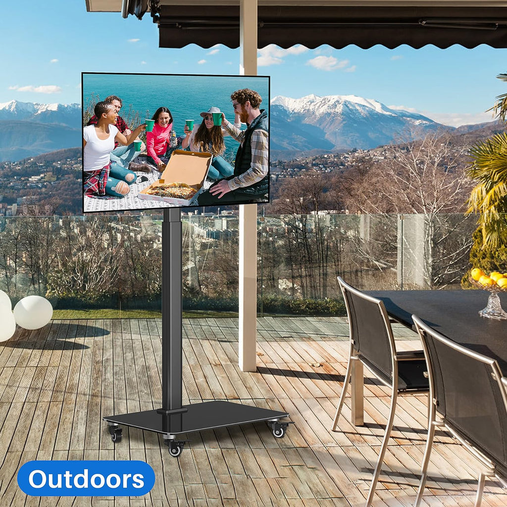 Mobile Tall TV Stand Rolling TV Cart with Wheels, Height Adjustable, Max VESA 600x400mm F884864