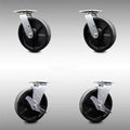 8 inch Swivel Caster Set with Roller Bearings 2 Brakes H24538