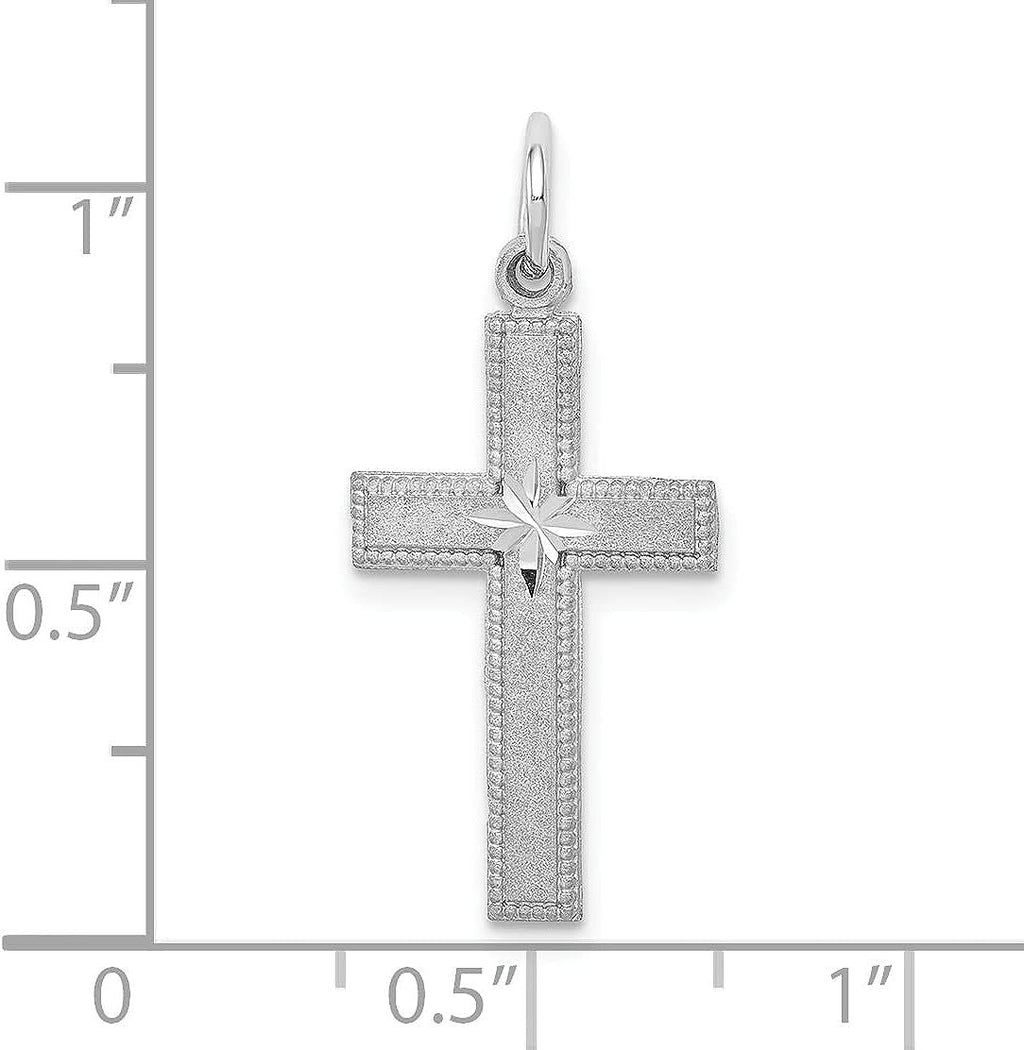 Solid 10k White Gold Diamond-cut Cross Pendant 27mm H5812