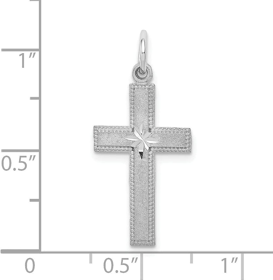 Solid 10k White Gold Diamond-cut Cross Pendant 27mm H5812