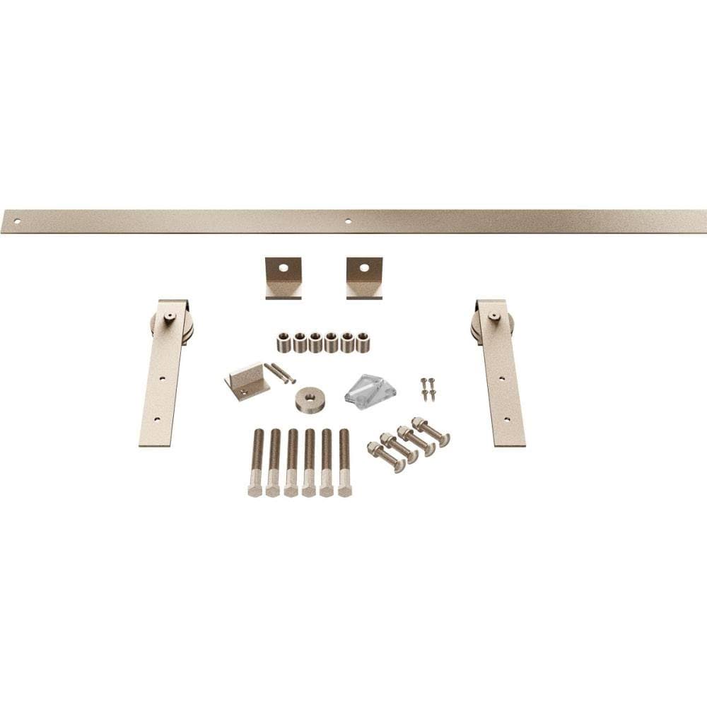 White Bronze Barn Door Hardware Set with 4' Track H1164