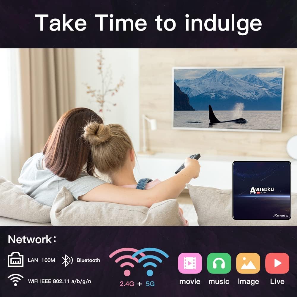 4GB 64GB Smart TV Box USB 3.0 4K HDR WiFi Bluetooth Set Top Box Pack of 2 W108751