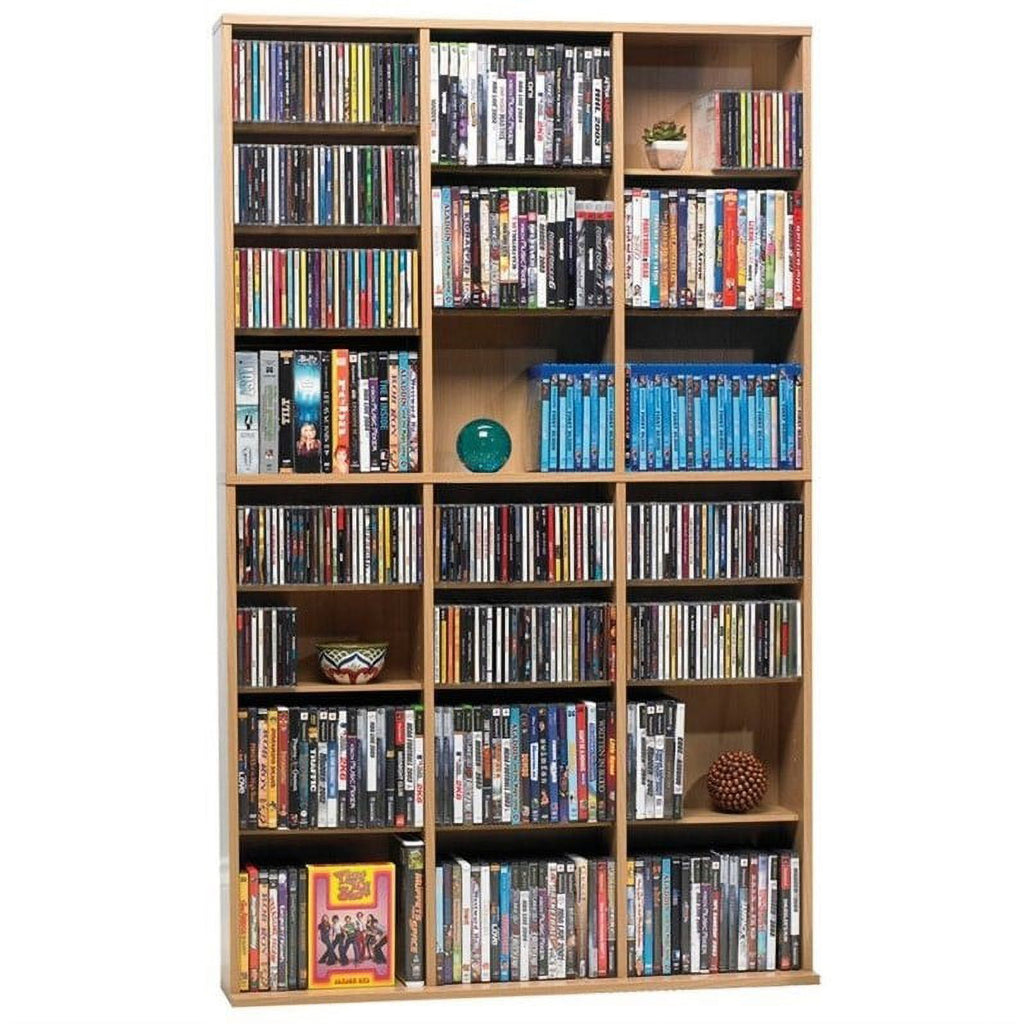 Triple Slim Multimedia Storage Rack in Maple V5893